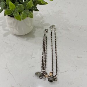 Brighton Silver and Brown Necklace and bracelet with Gem Details.